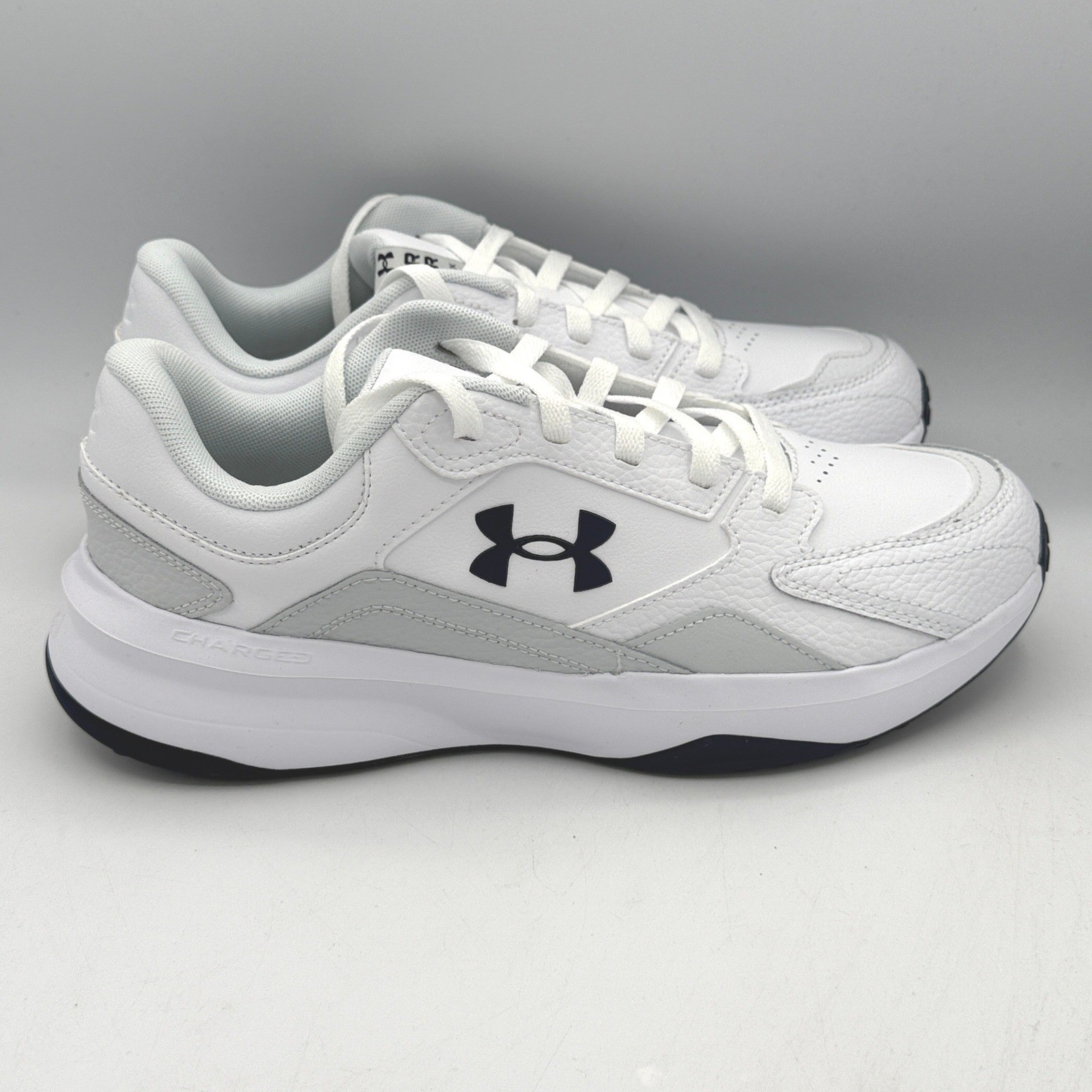 Under Armour UA Edge LTHR Shoes Mens 10 White Grey 3028375-105