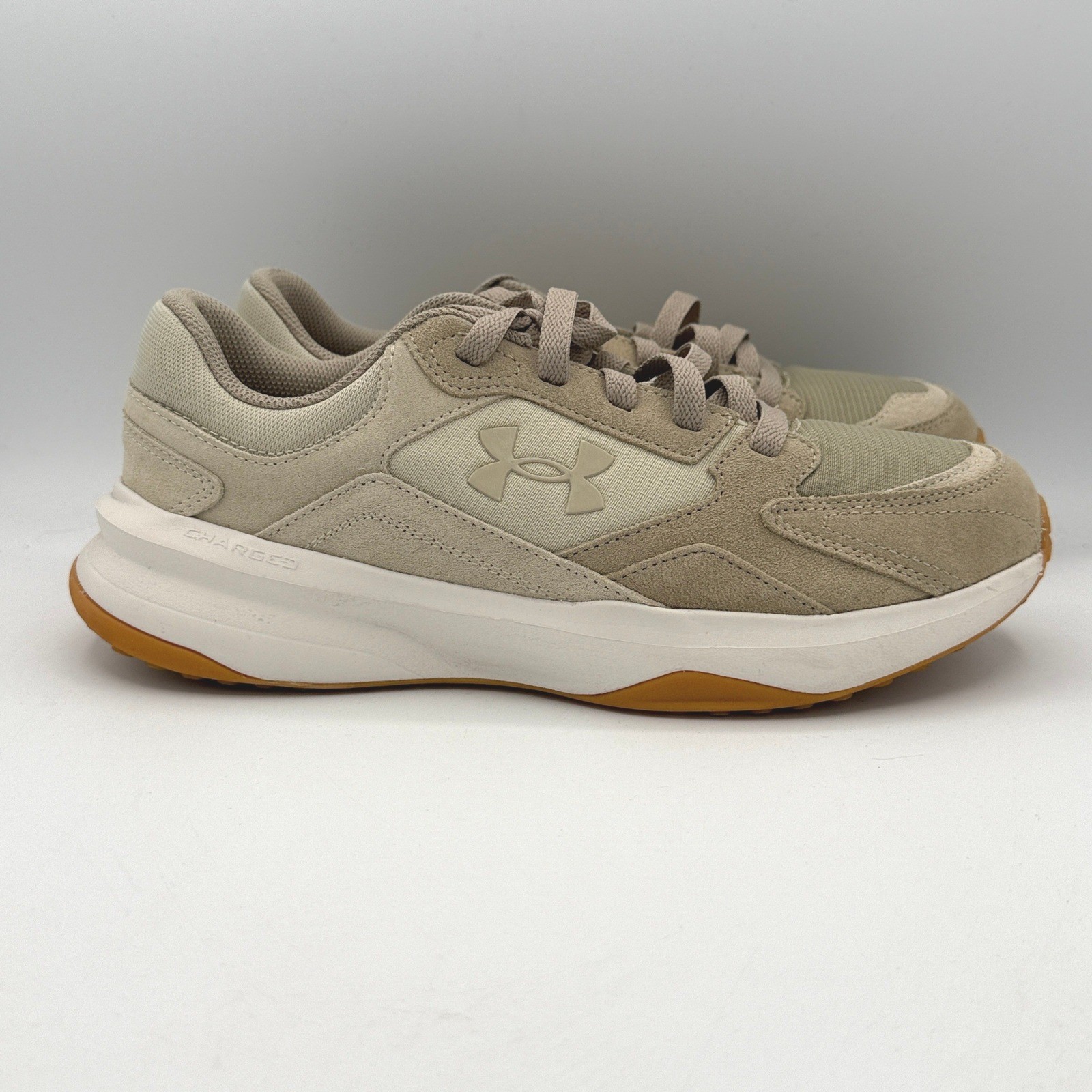 Under Armour UA Edge Suede Shoes Mens 9.5 Brown Tan Charged Training 3027731-201