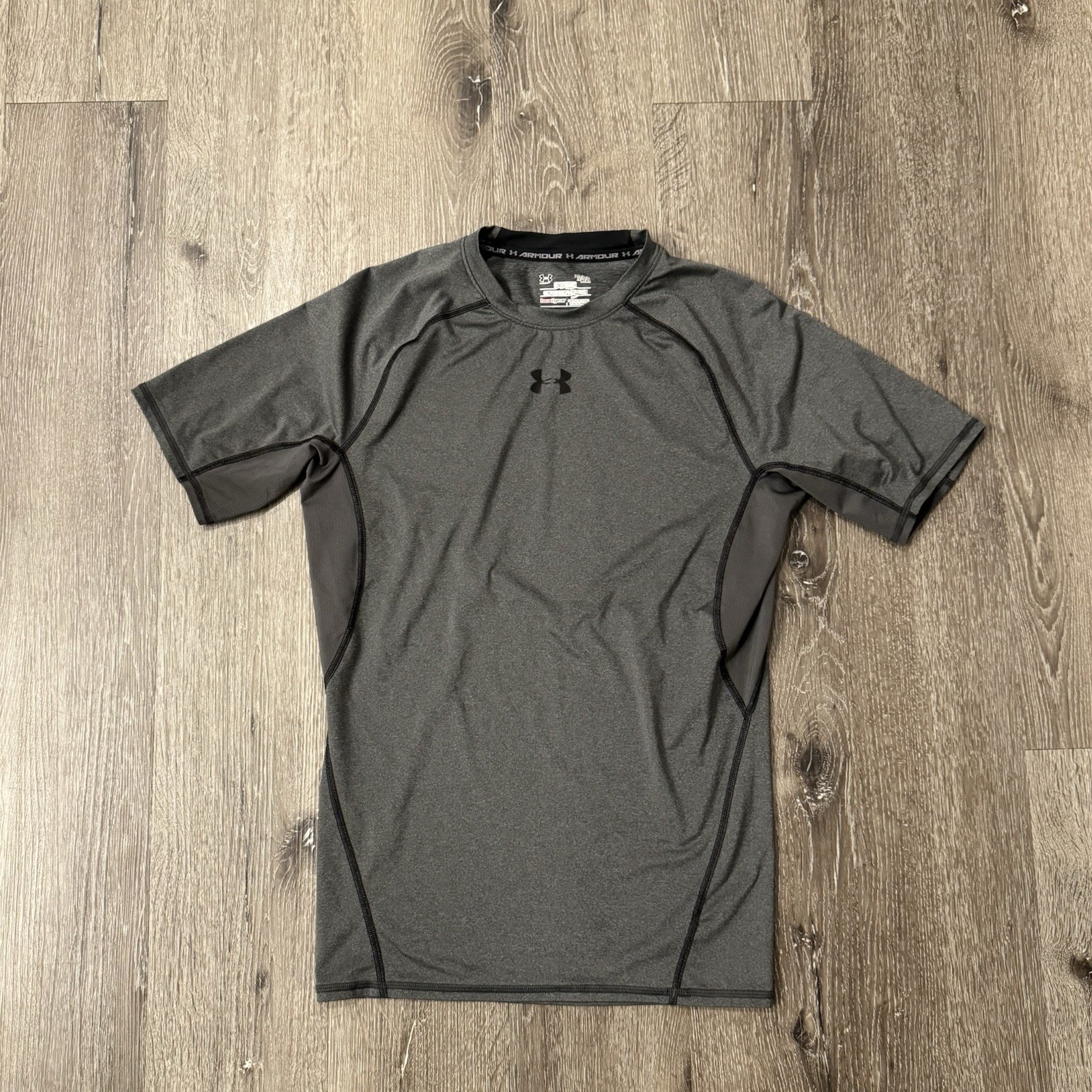 Under Armour Compression Shirt Men Large Gray Heatgear Fitted Training Running