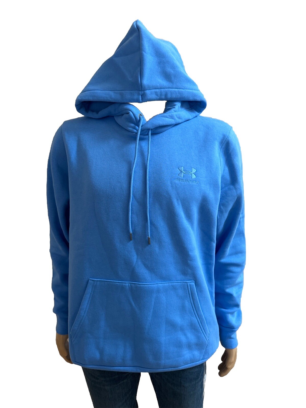 UNDER ARMOUR PLAYBACK ESSENTIAL FLEECE HOODIE LIGHT BLUE KANGAROO POCKET LARGE