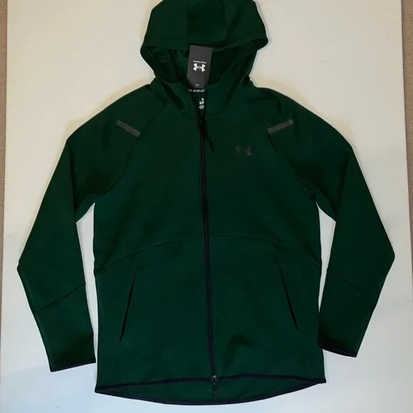 Under Armour Unstoppable Jacket Men’s S  Fleece Full Zip Green Hood NWT $110