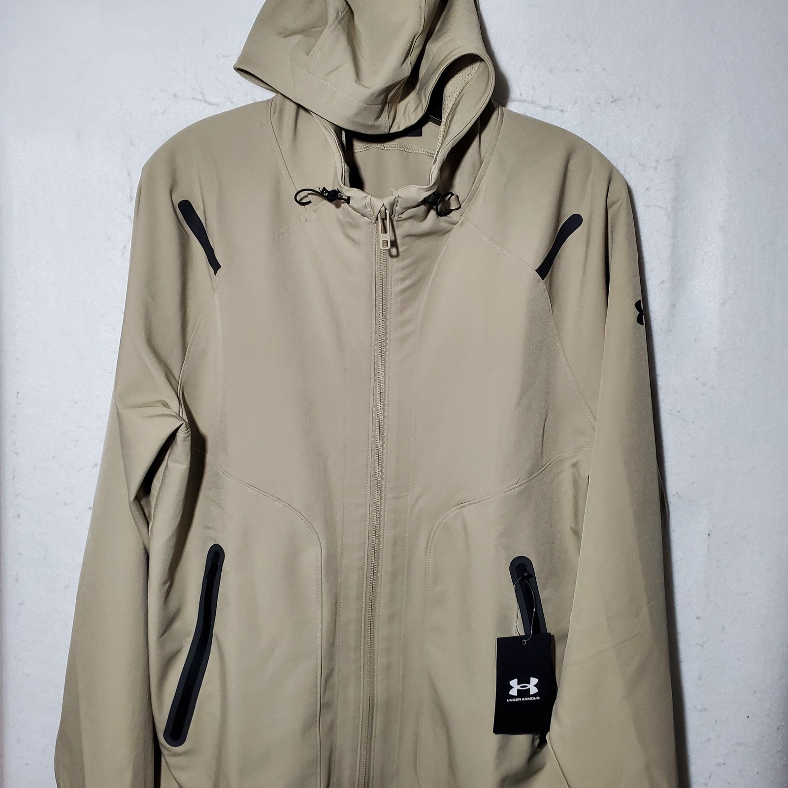 Under Armour UA Storm Unstoppable Jacket Mens Small Beige Hooded Full Zip