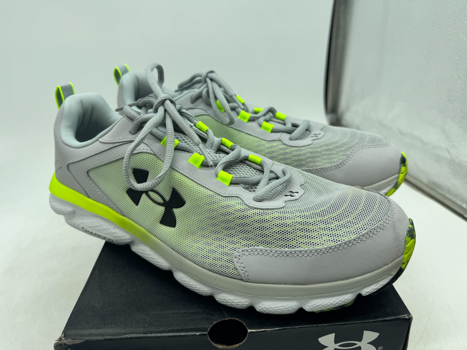 Under Armour Charged Assert 9 Marble Running Sneakers Men’s Gray Lace Up – 13