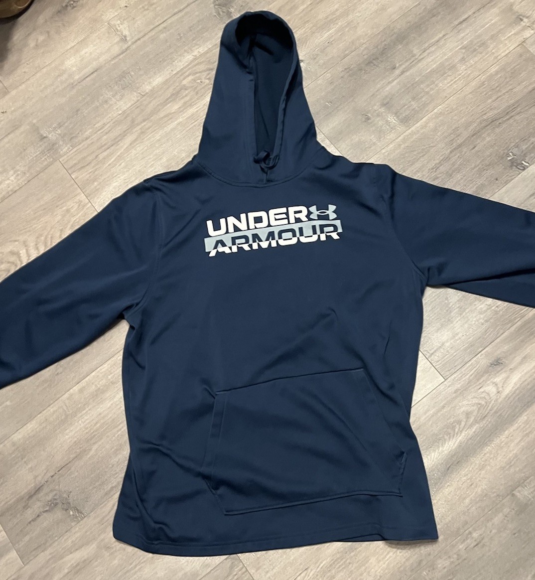 Under armour Fleece Storm Big Logo Men’s Hoodie, Size L – Petrol Blue