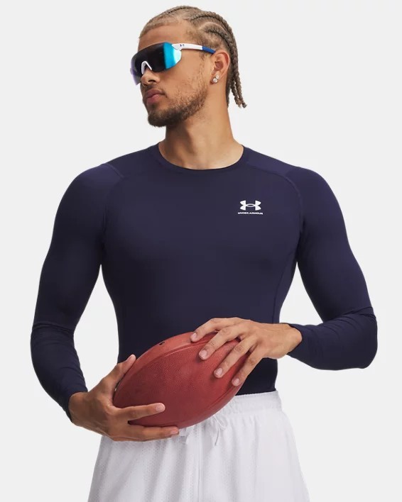 Under Armour HeatGear Compression Long Sleeve Shirt In Midnight Navy Size M