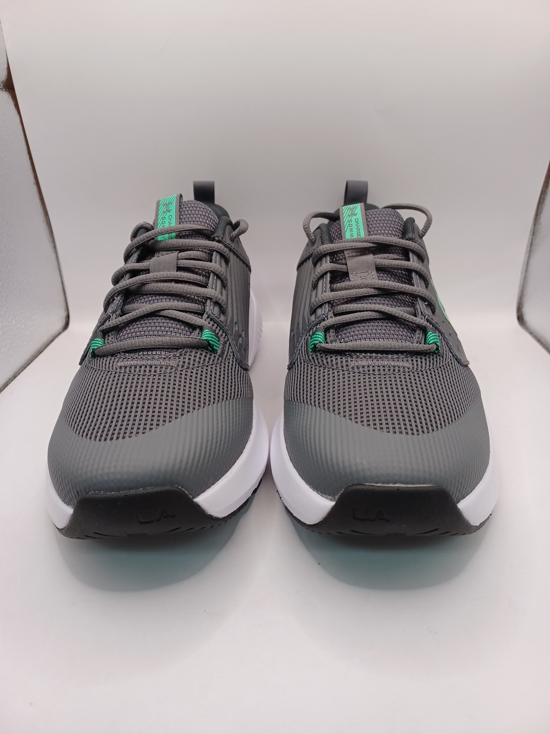 NEW Under Armour Charged Commit TR 4 Mens Training Shoes-Grey/Green Size 7.5 US