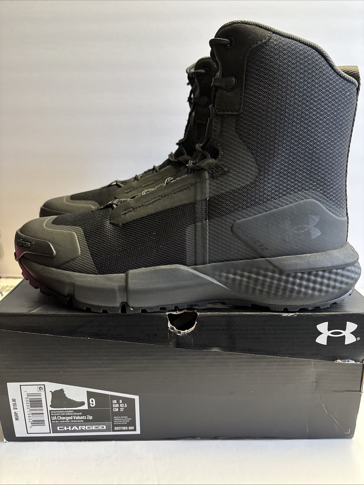 UNDER ARMOUR MENS SIZE 9 CHARGED VALSETZ ZIP BOOTS 3027383-001 BLK NEW