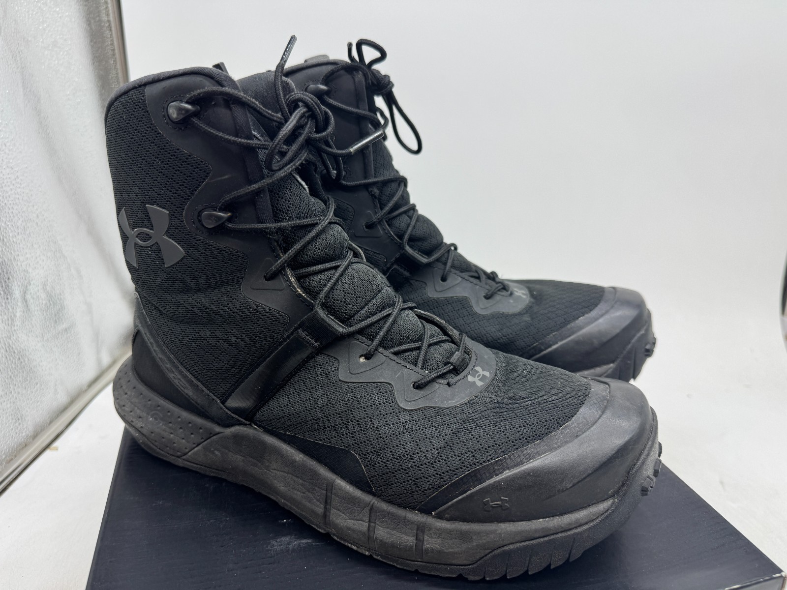 Under Armour Micro G Valsetz Tactical Boots Men’s Black Side Zip Round Toe – 9