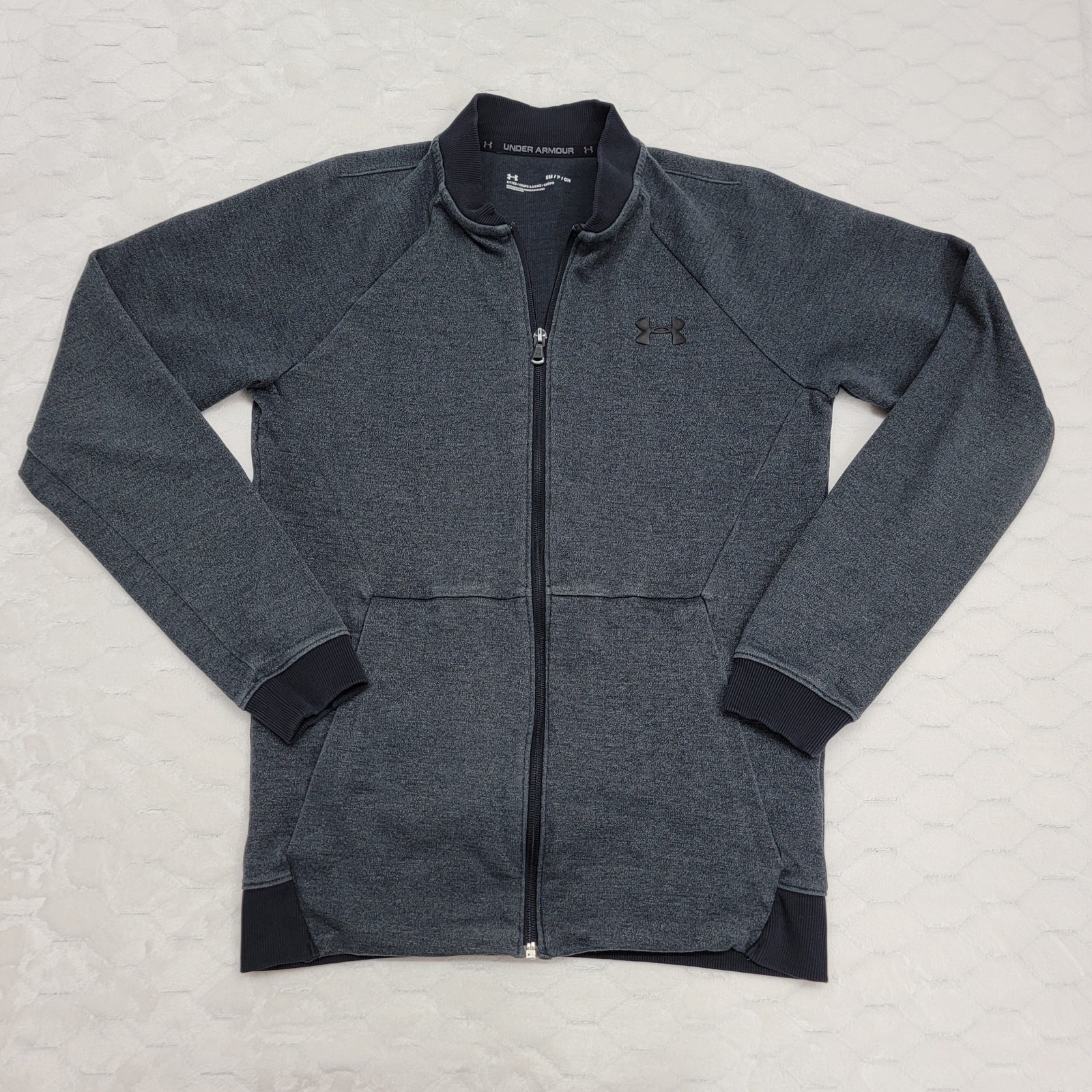 Under Armour Mens Small Gray Unstoppable Double Knit Full Zip Sweatshirt Jacket