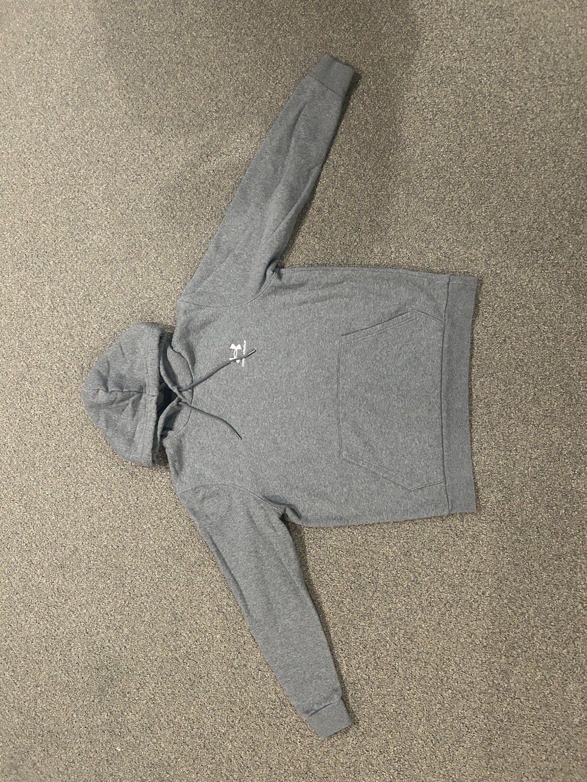 Under Armour Gray Hoodie Fleece Logo Pullover Cotton Blend Men’s