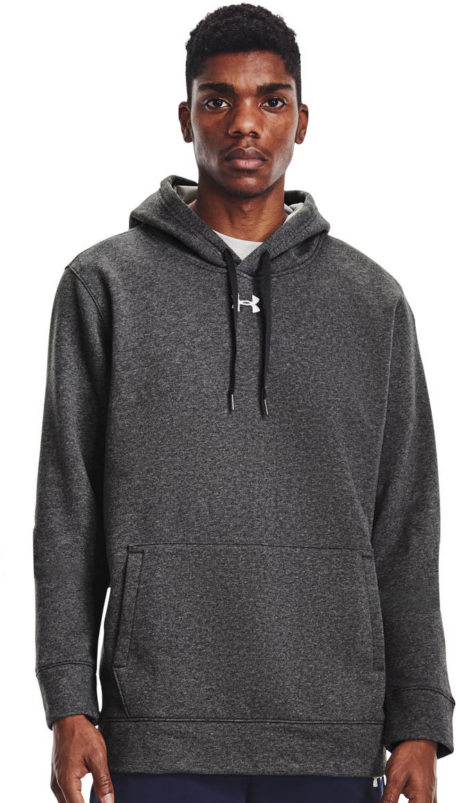 Under Armour Hustle Fleece Pullover Hoody – Carbon Heather / White – New