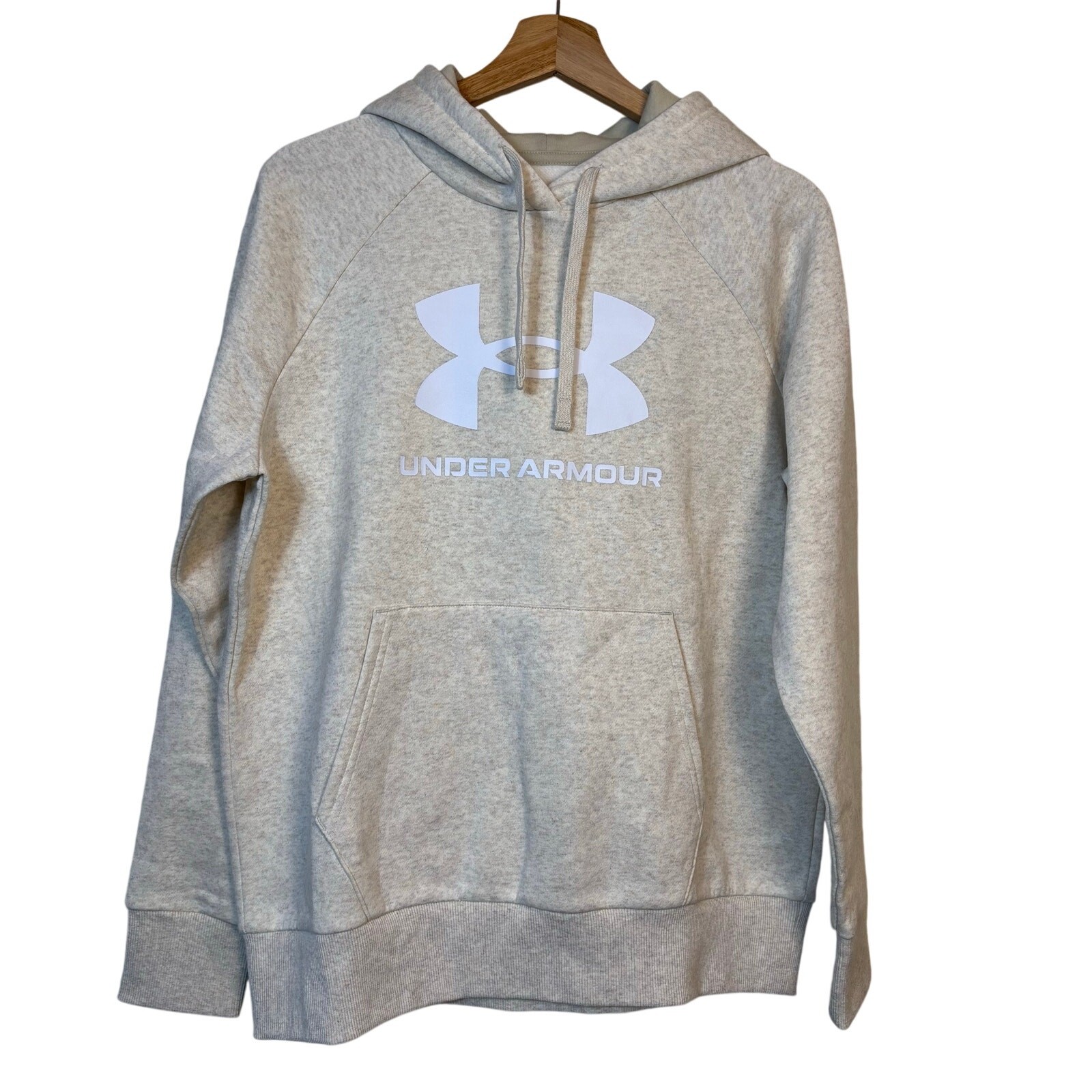 Under Armour Rival Fleece Big Logo Hoodie Medium Athleisure Oatmeal Heather NWT