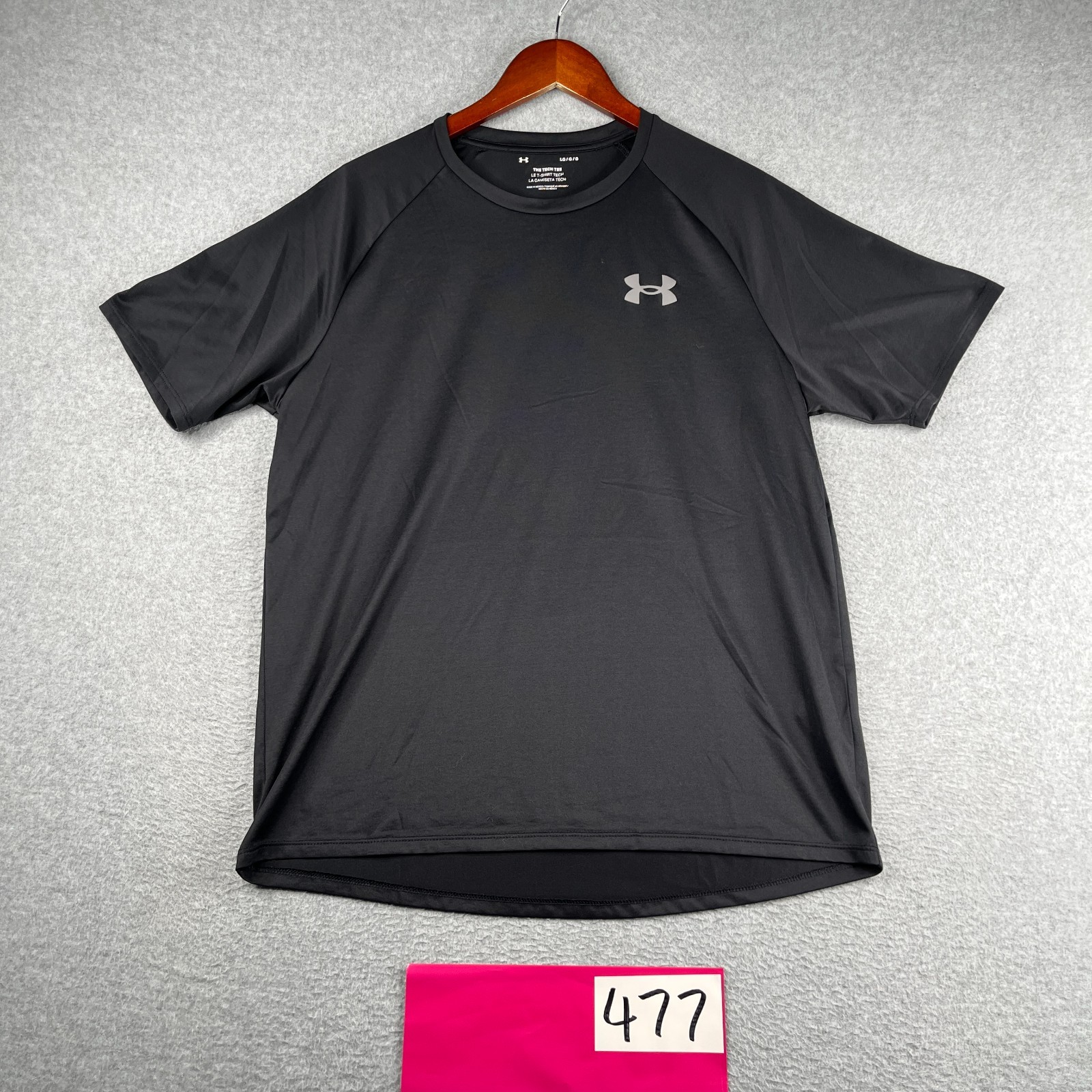 Under Armour Tech Tee Gym Shirt Black Large Performance Stretch Logo Mens
