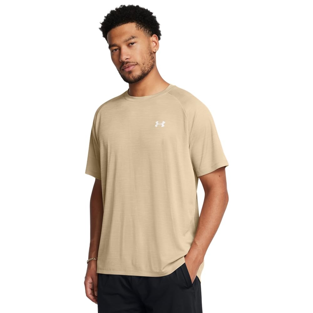Under Armour Men’s Tech Textured Short Sleeve T Shirt, (300) City Khaki / /