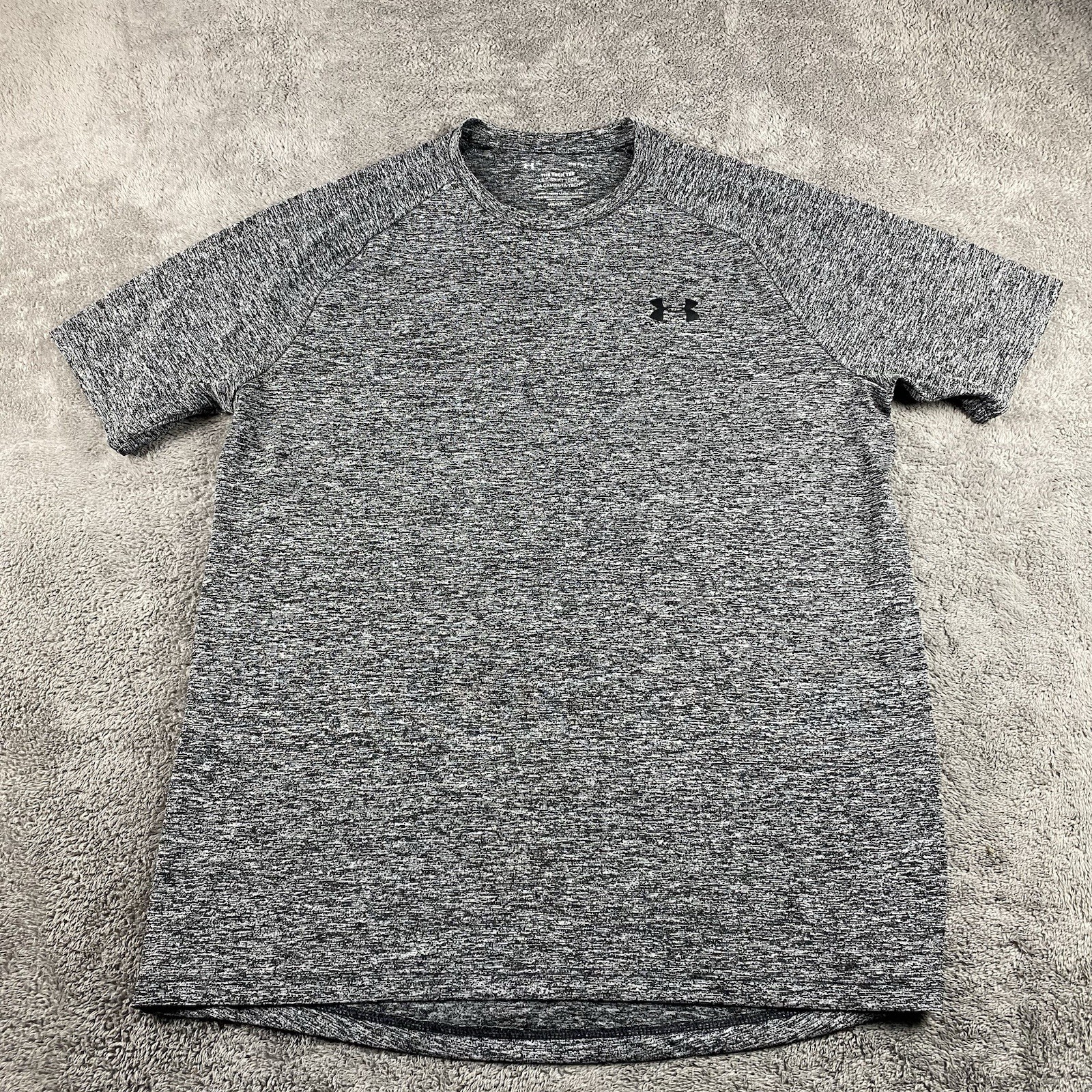Under Armour The Tech Tee T-Shirt Mens Medium Heather Grey Loose HeatGear