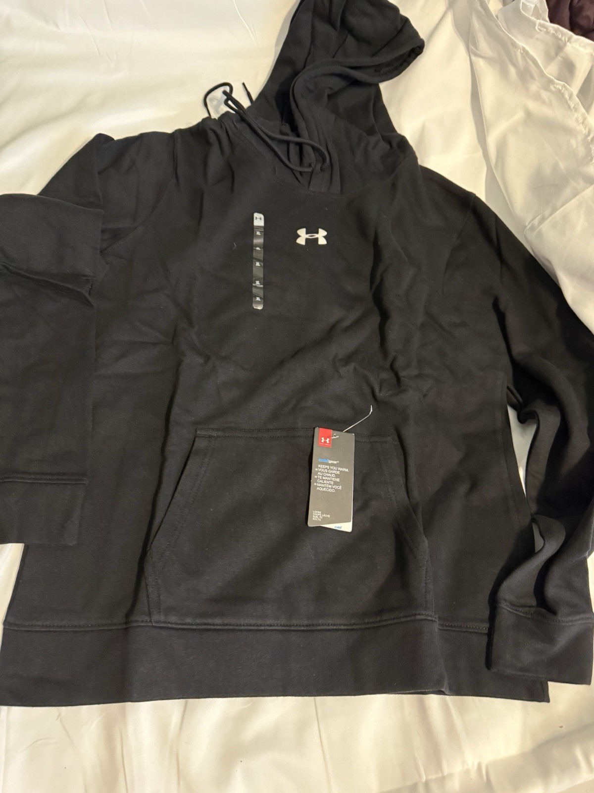 Under Armour Black Fleece Logo Men’s Pullover Hoodie Hooded Drawstring XL