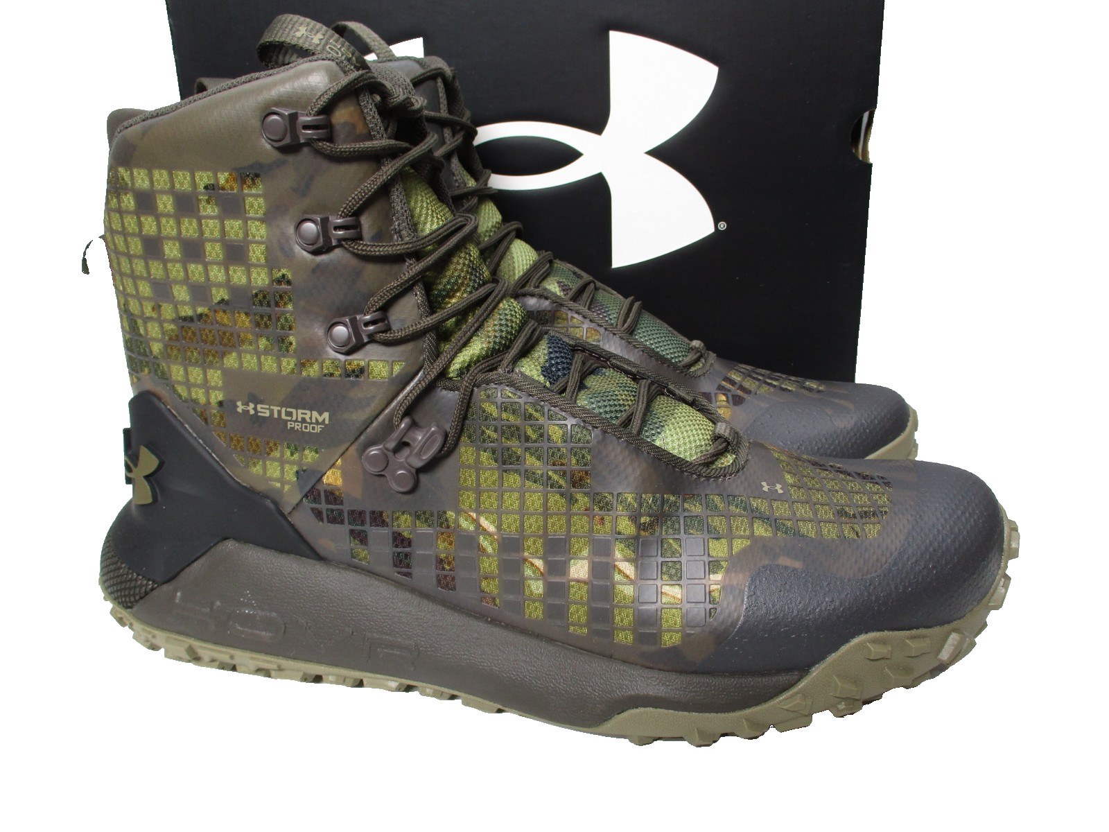 Under Armour HOVR Dawn Waterproof 2.0 Boots Brown Camouflage Mens Sz 10 Camo