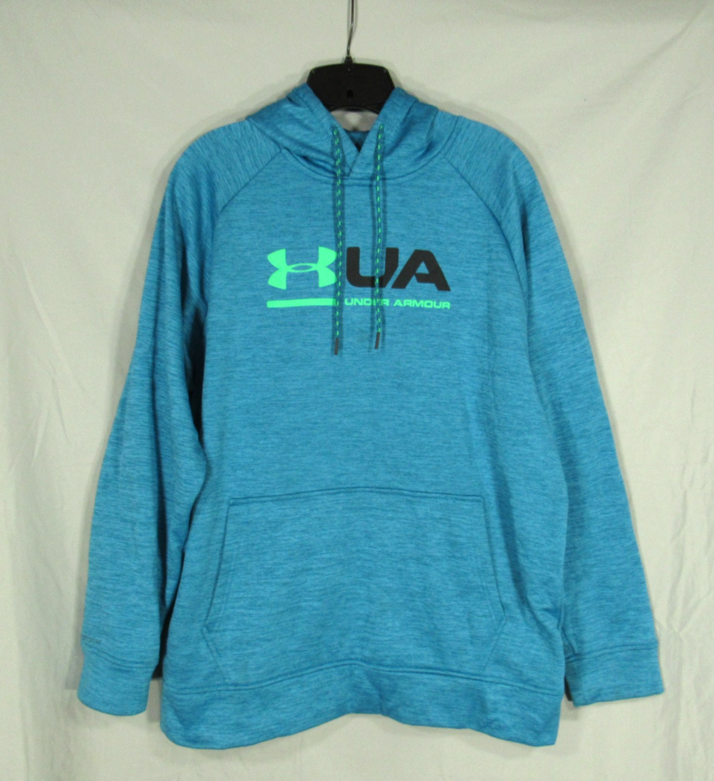 UNDER ARMOUR ColdGear LOOSE Blue UA LOGO Pouch Pocket FLEECE BACKING Hoodie Sz M