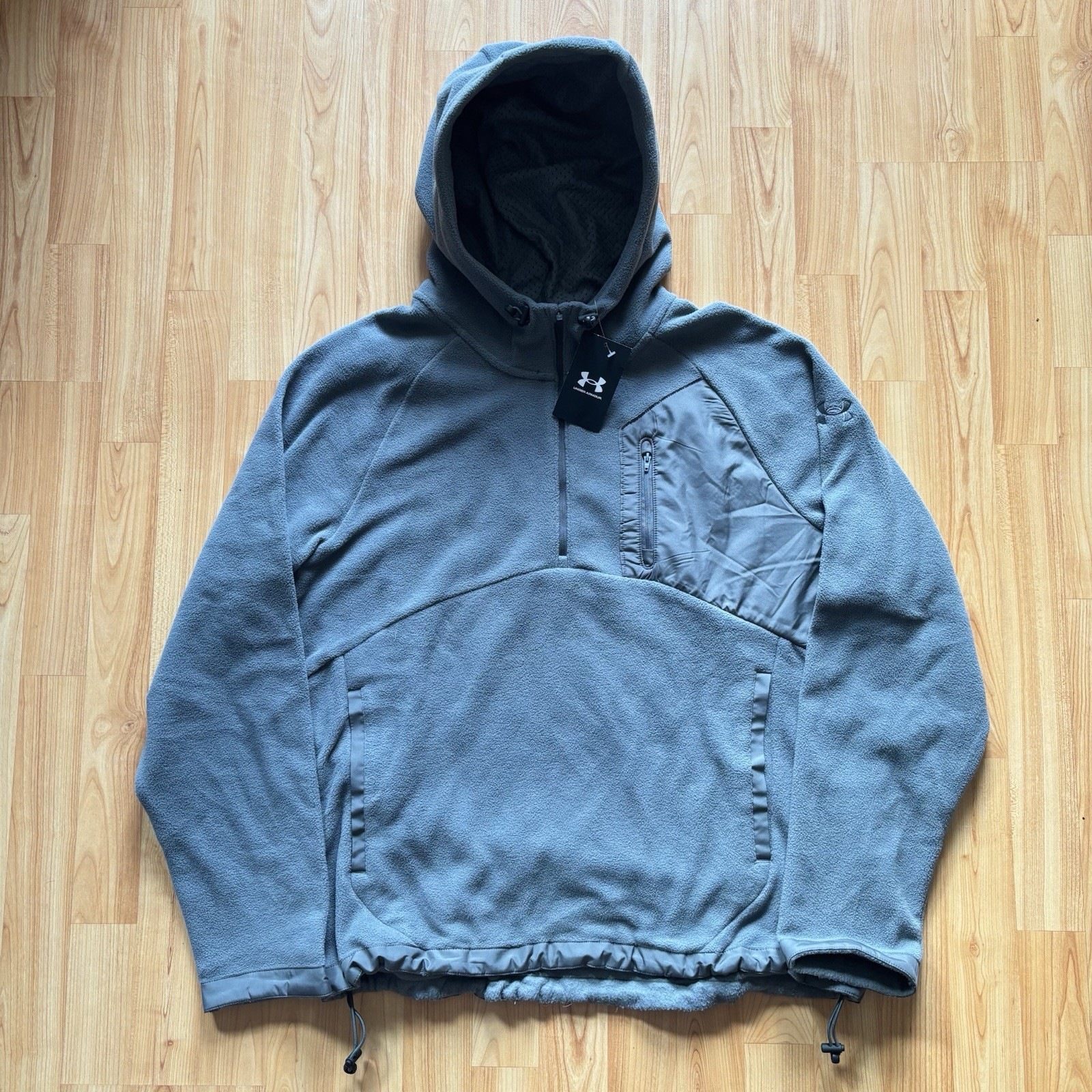 NEW Under Armour Hoodie Mens Fleece Microfleece Pullover MD Grey! Sz L $100 MSRP