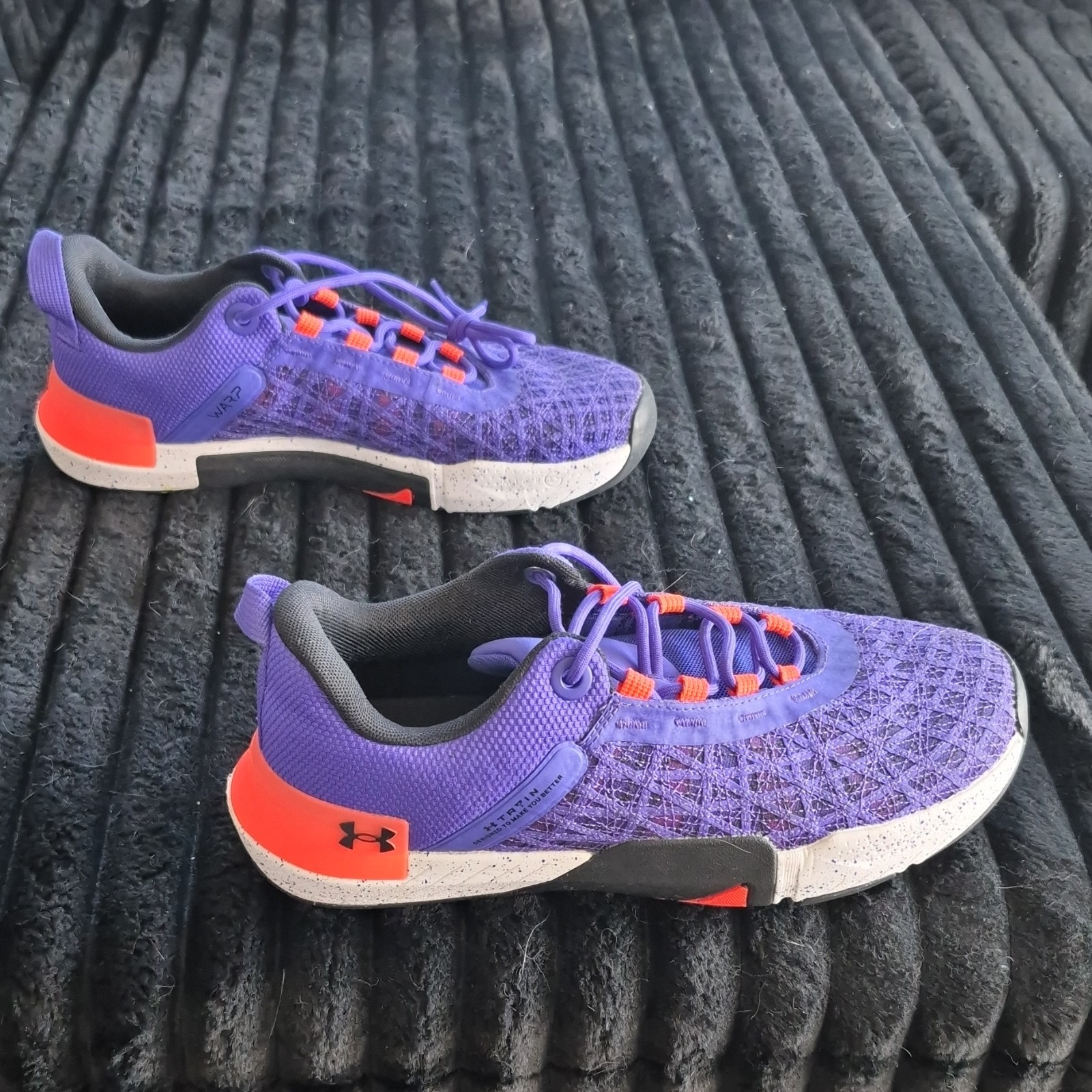 Under Armour Purple Orange Geometric Mesh Low Top Training Shoes 3026021-501