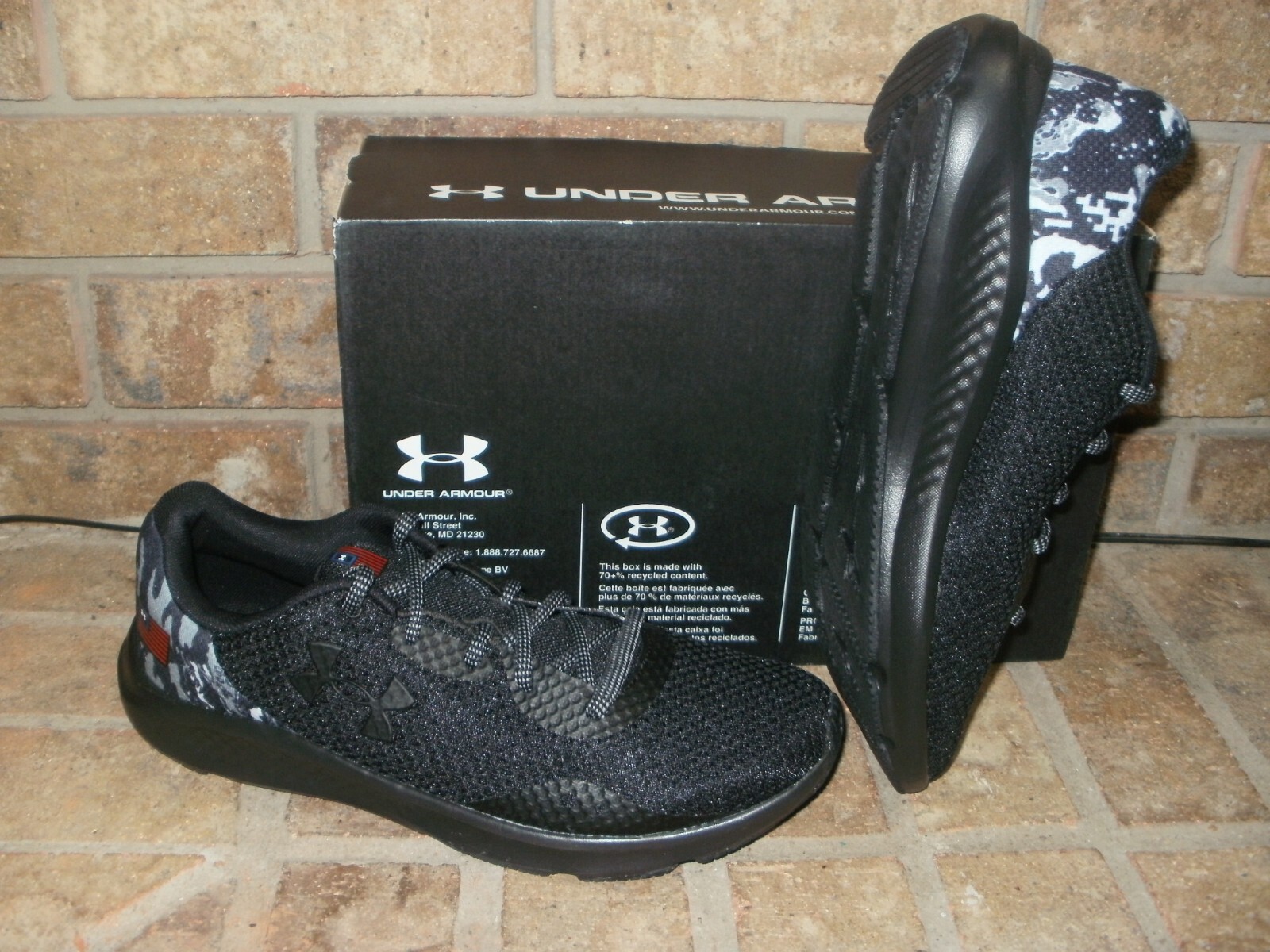 New Under Armour Charged Pursuit 3 Freedom Running Shoe/Black 3026540 001 SRP$70