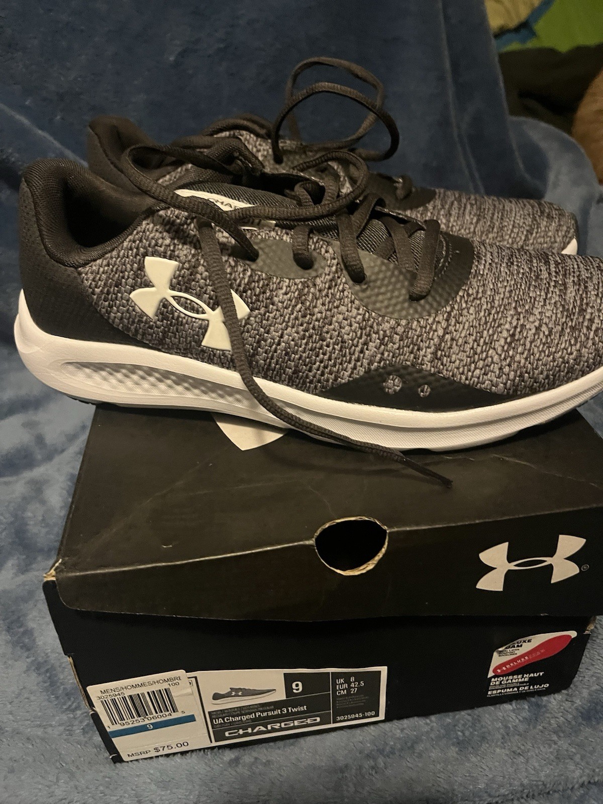 Under Armour Men’s UA Charged Pursuit 3 Twist Running Shoes Gray, Size 9