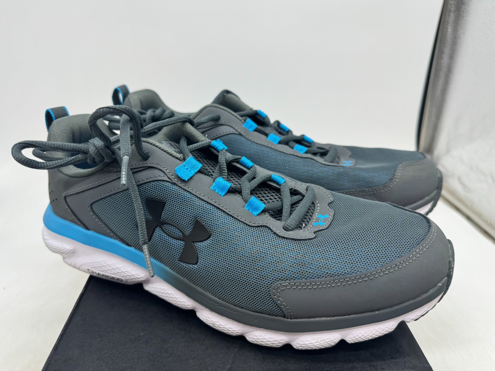 Under Armour Charged Assert 9 Running Sneakers Men’s Gray Blue Mesh Low Top – 12
