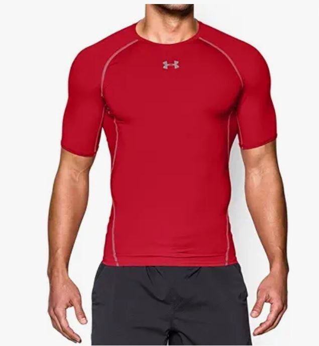 Under Armour HeatGear Compression Activewear Shirt XL Short Sleeve Red
