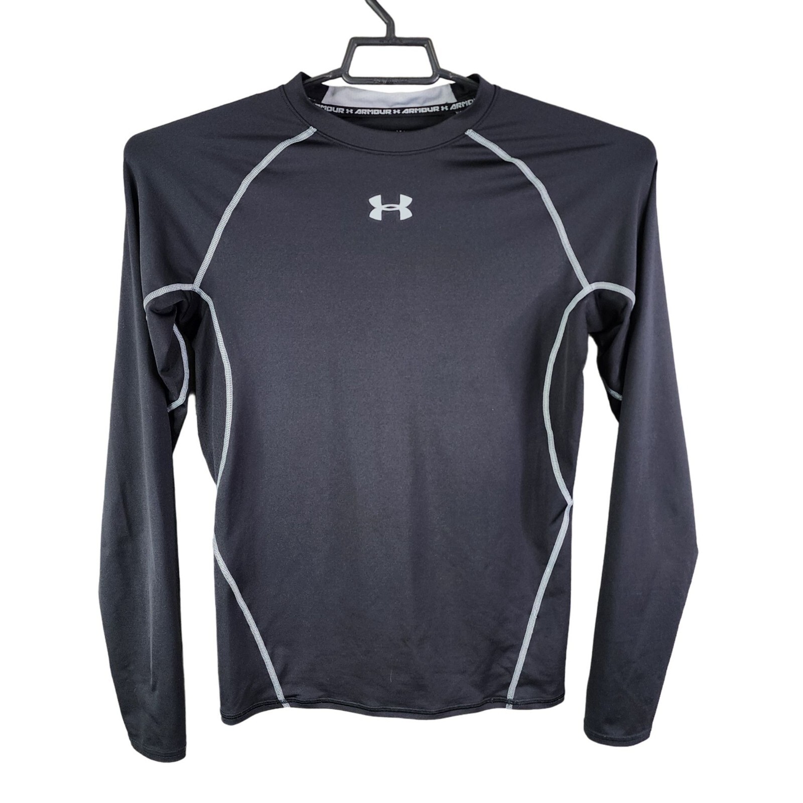 Mens Black Under Armour HeatGear Compression Shirt Long Sleeve Crew Neck Size L