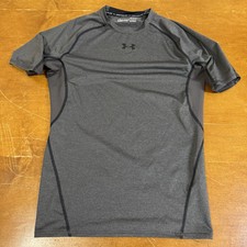 Under Armour Shirt Mens Large Gray Heat Gear Short Sleeve Compression