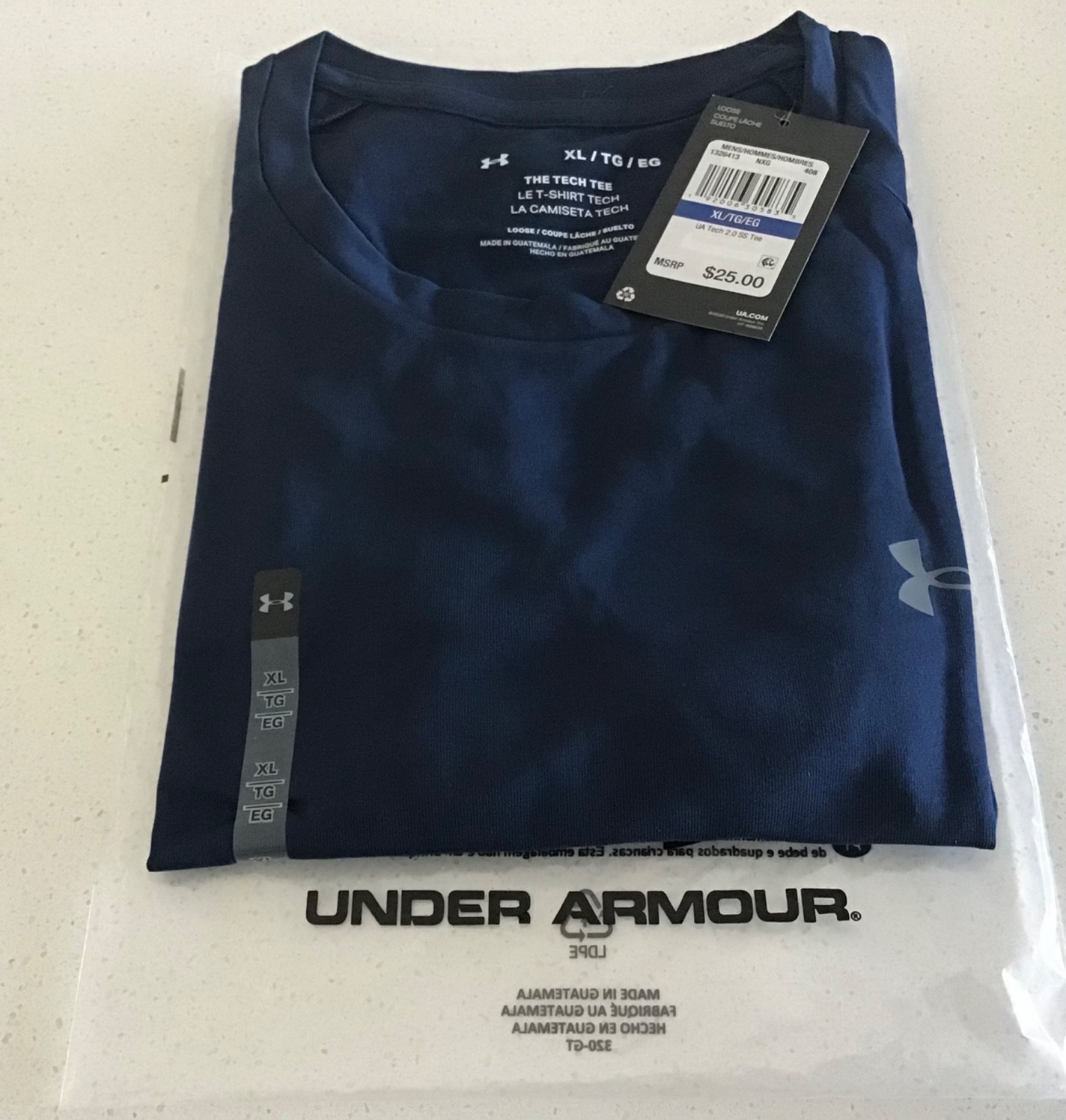 Under Armour Men’s UA Tech 2.0 T-Shirt Short Sleeve, Navy (XL)