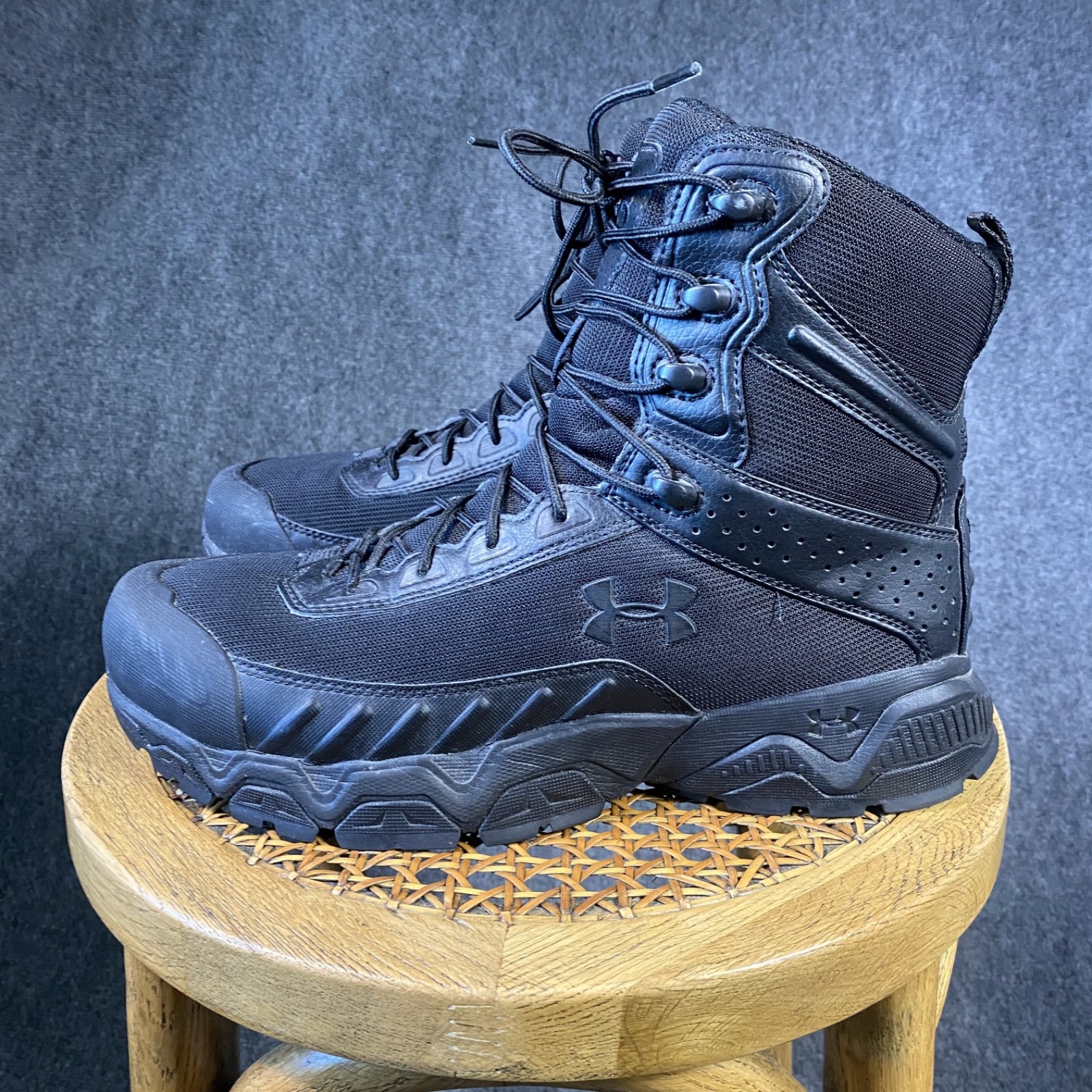 Under Amour Valsetz Tactical Boots Mens 10 US Triple Black Combat Hi Top Active