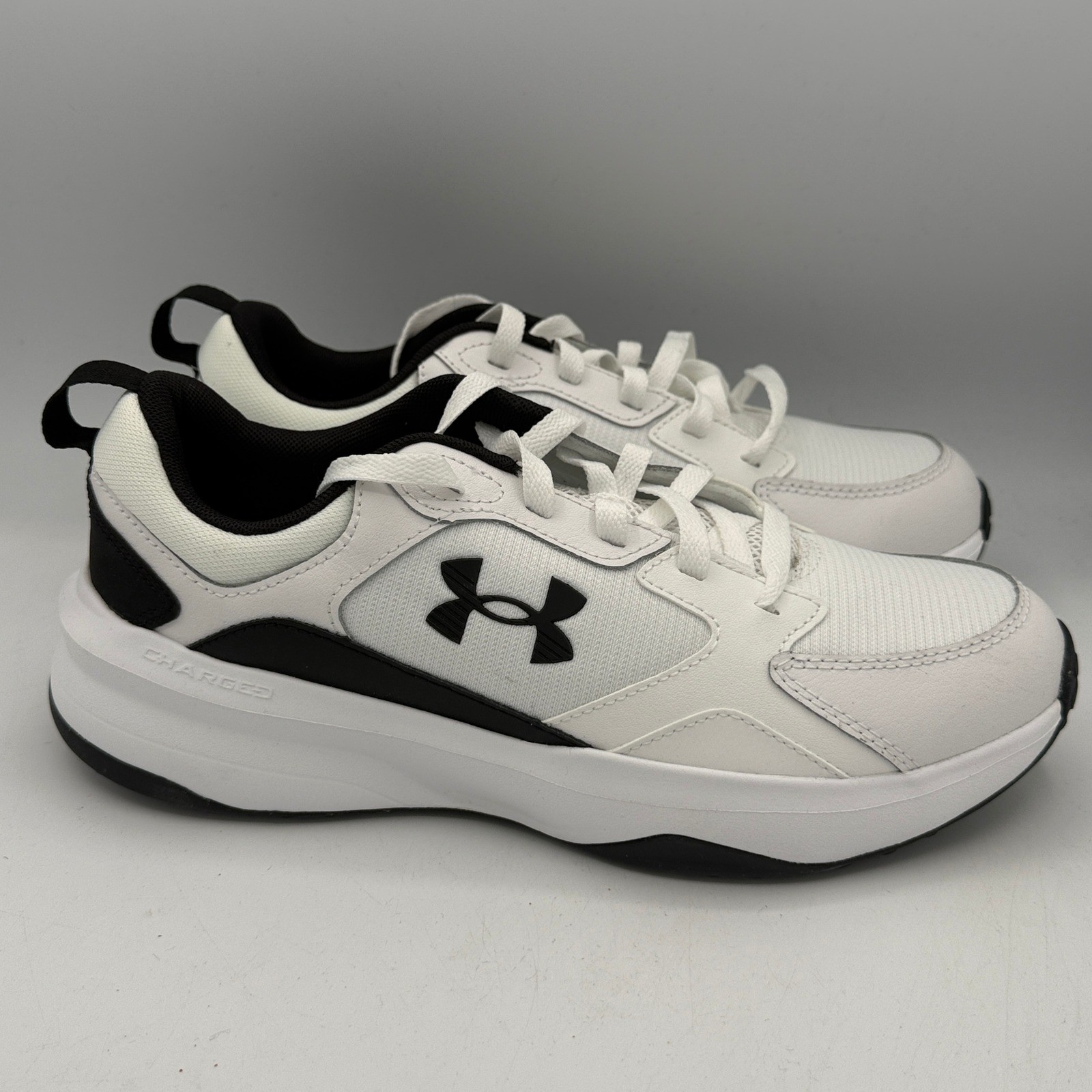 Under Armour Charged Edge Mens Shoes 8.5 White Black Training  3026727-100