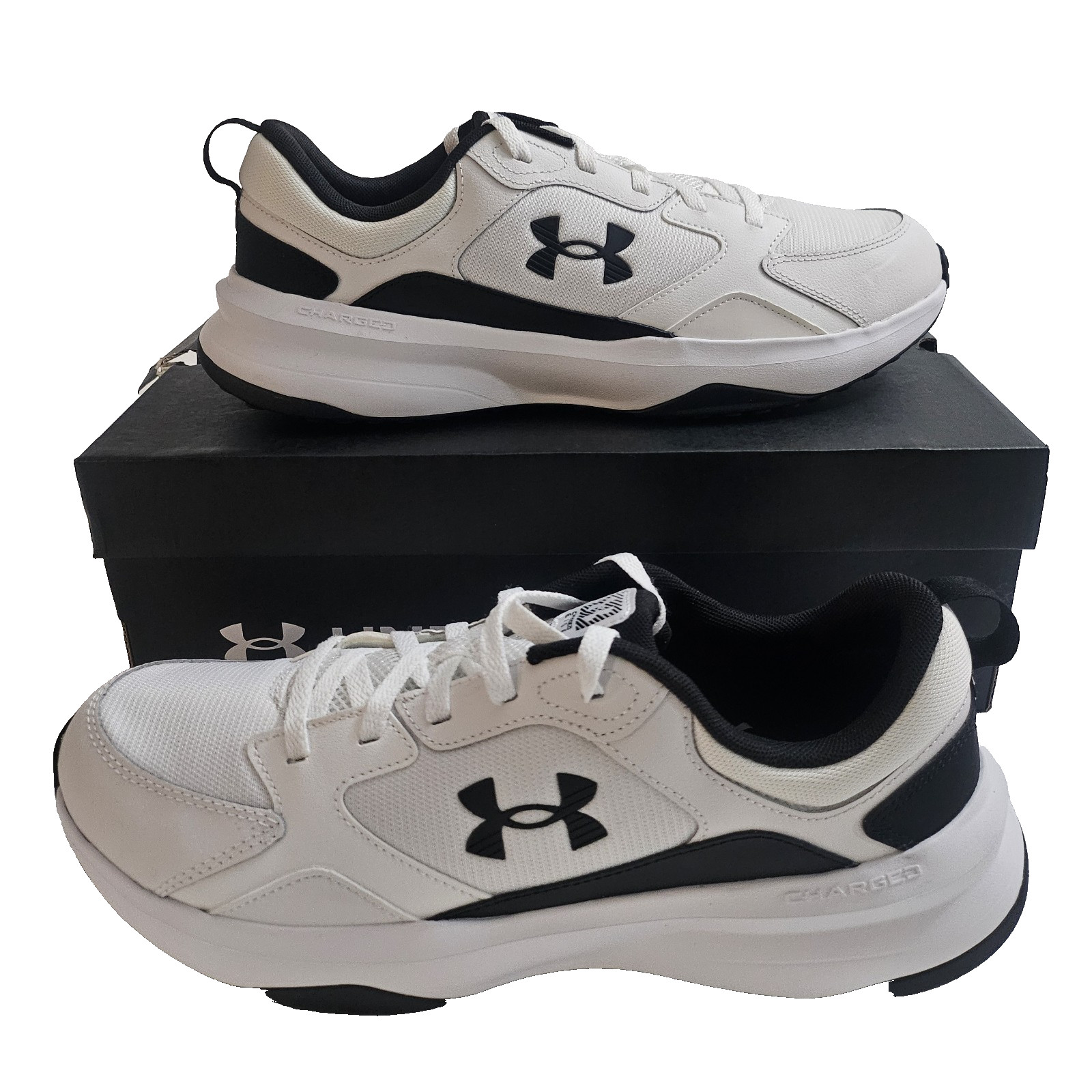 Men’s Running Shoes 11 Under Armour Charged Edge White Black Sneakers 3026727100