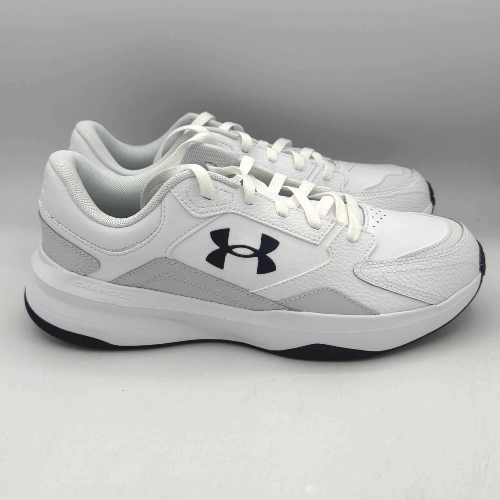 Under Armour UA Edge LTHR Shoes Mens 11 White Grey 3028375-105