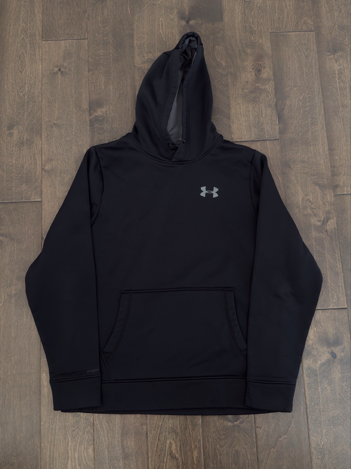Under Armour Men’s Hooded Black Fleece Pullover Hoodie Loose Fit Size M ColdGear