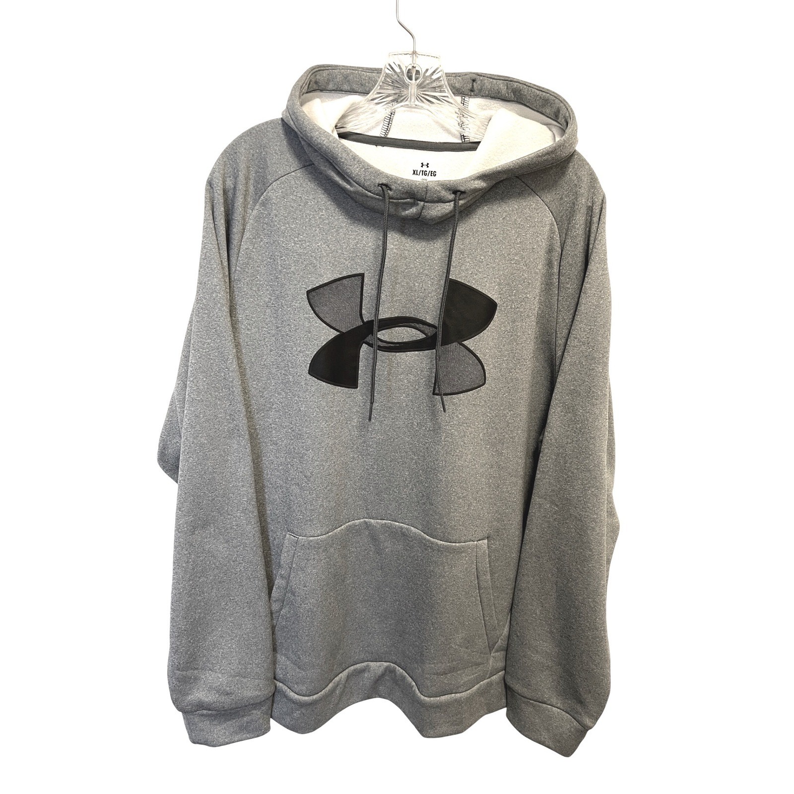 NWT Under Armour Mens Loose fit Fleece Big Logo Hoodie Gray XL 1373401-013