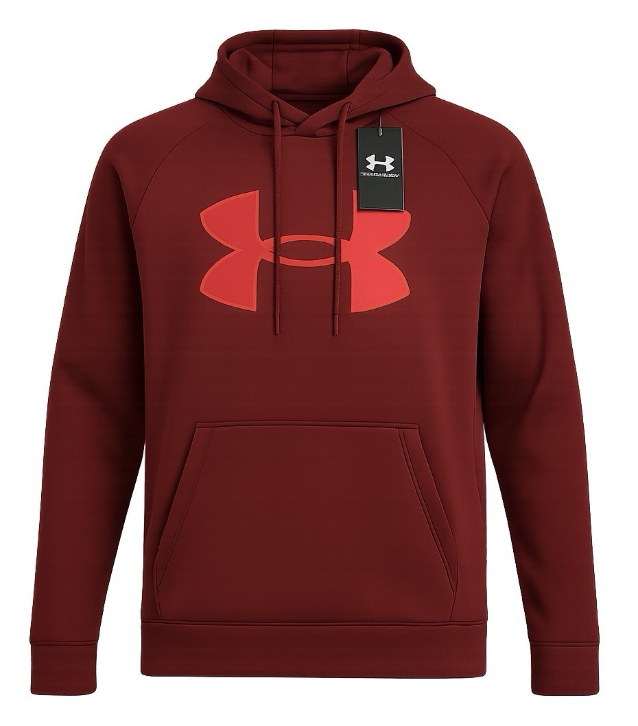 NWT Under Armour Armour Maroon Fleece Big Logo Hoodie Men’s Size S Sweatshirt