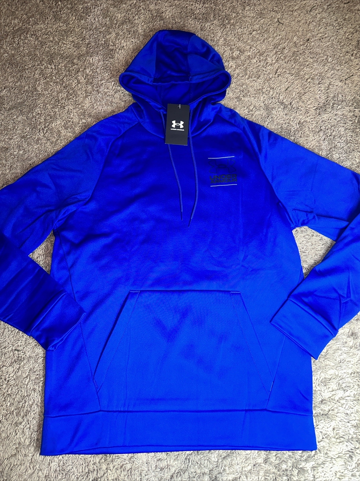 NEW Men’s Under Armour Blue Fleece Big Logo Hoodie Size Large MSRP $60.00