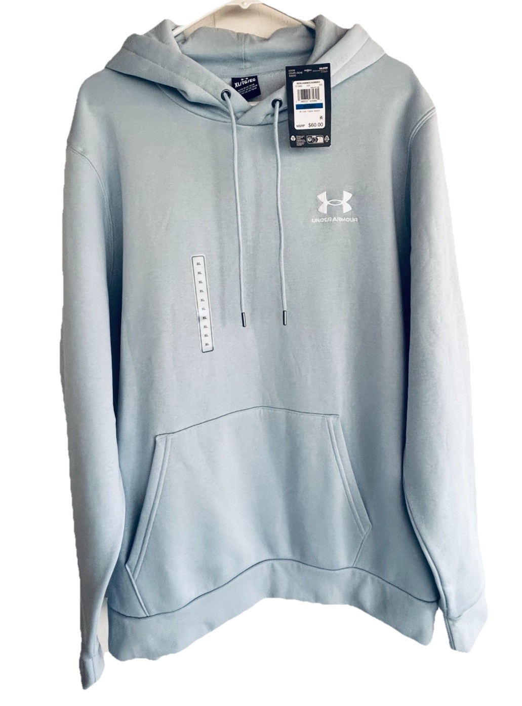 NWT Under Armour Men’s XL UA Icon Fleece Sweatshirt Hoodie Pullover Light Blue
