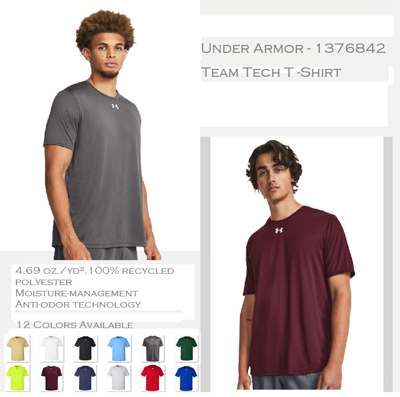 Under Armour – 1376842 UA Anti-Odor Performance Team Tech T-Shirt NWT!