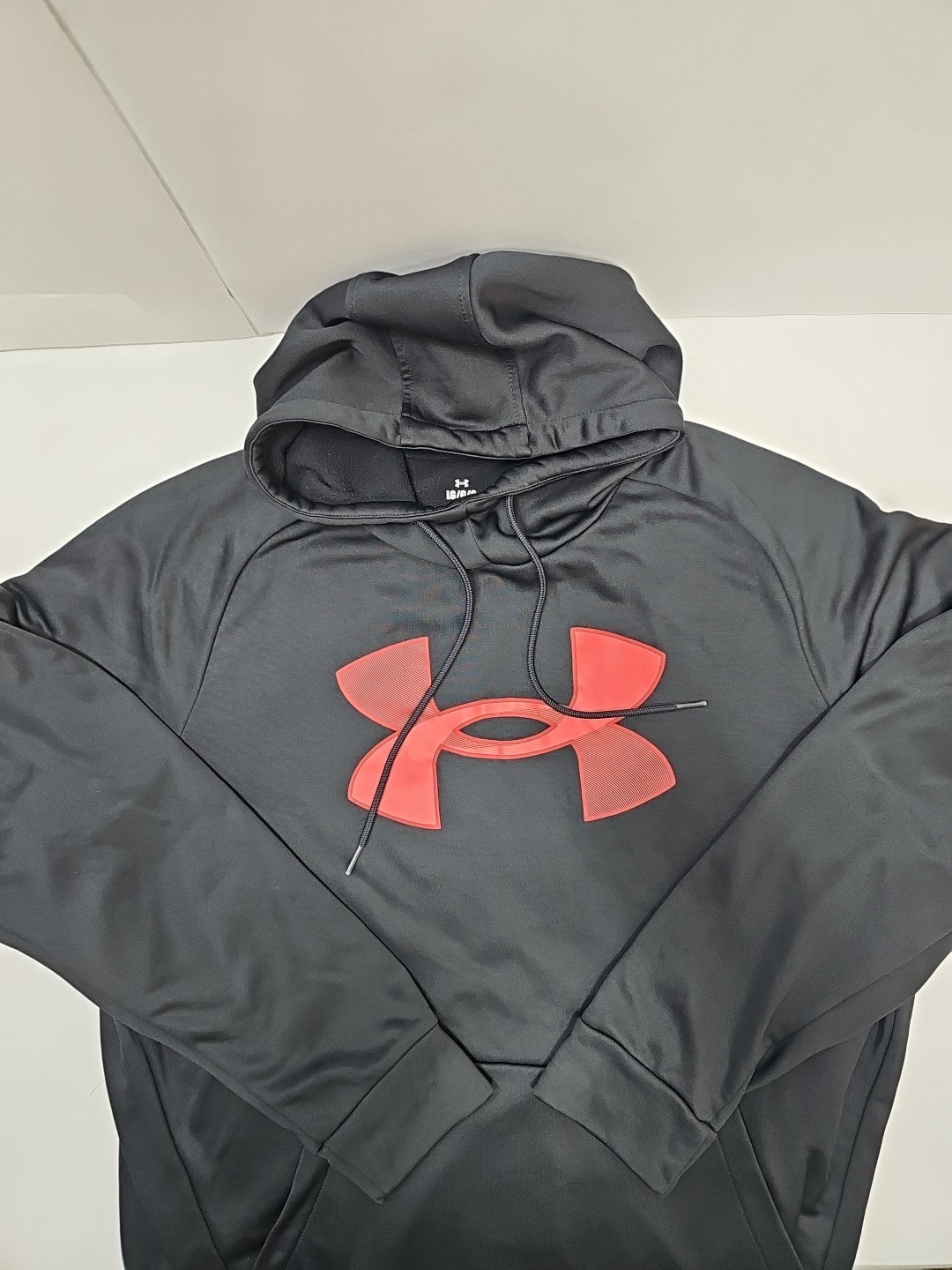 Men’s Size Large Under Armour  Dark Black Fleece Big Logo Hoodie UA Pullover
