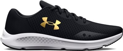 Under Armour Men’s Charged Pursuit 3 Running Shoe Black/Black/Metallic Gold – 30