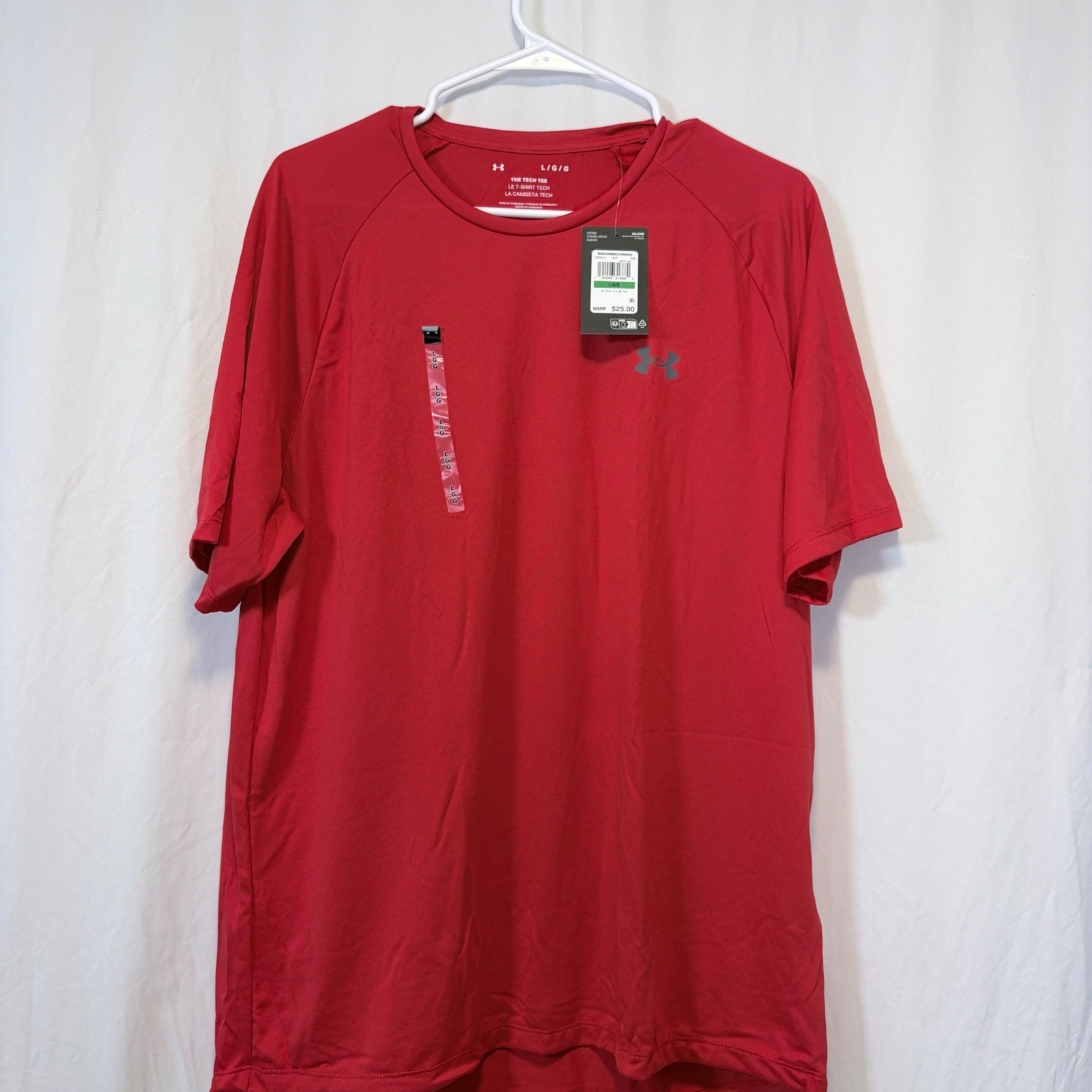 Under Armour Shirt Tech 2.0 SS Tee Red Short Sleeve Activewear Mens Large