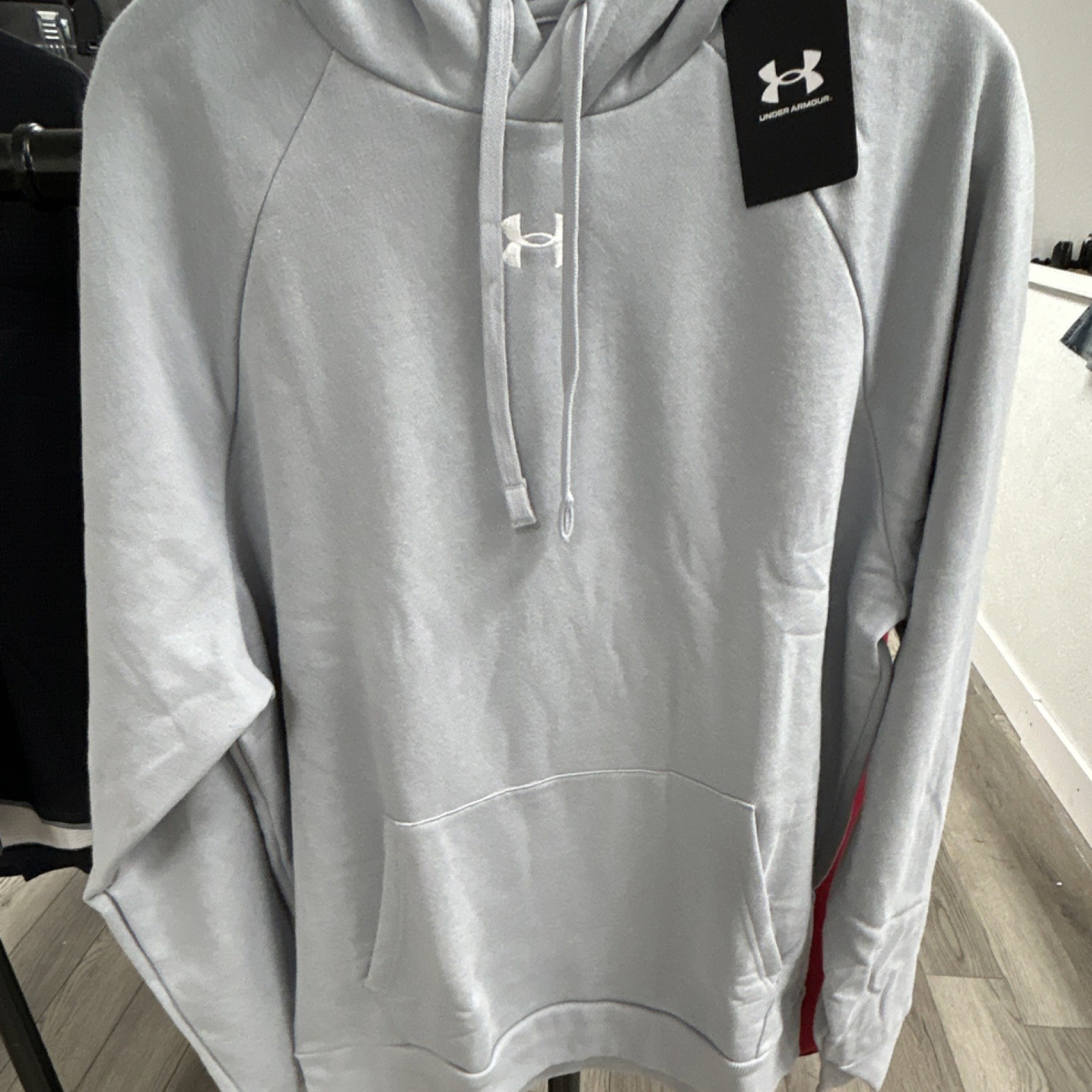 Under Armour Men’s Gray Cotton Knit Pullover Hoodie Hooded Pockets Drawstring