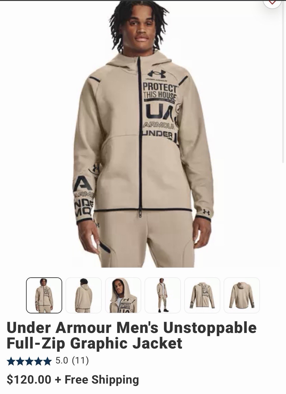 Under Armour Unstoppable Full-Zip Graphic Jacket Beige Hooded Softshell