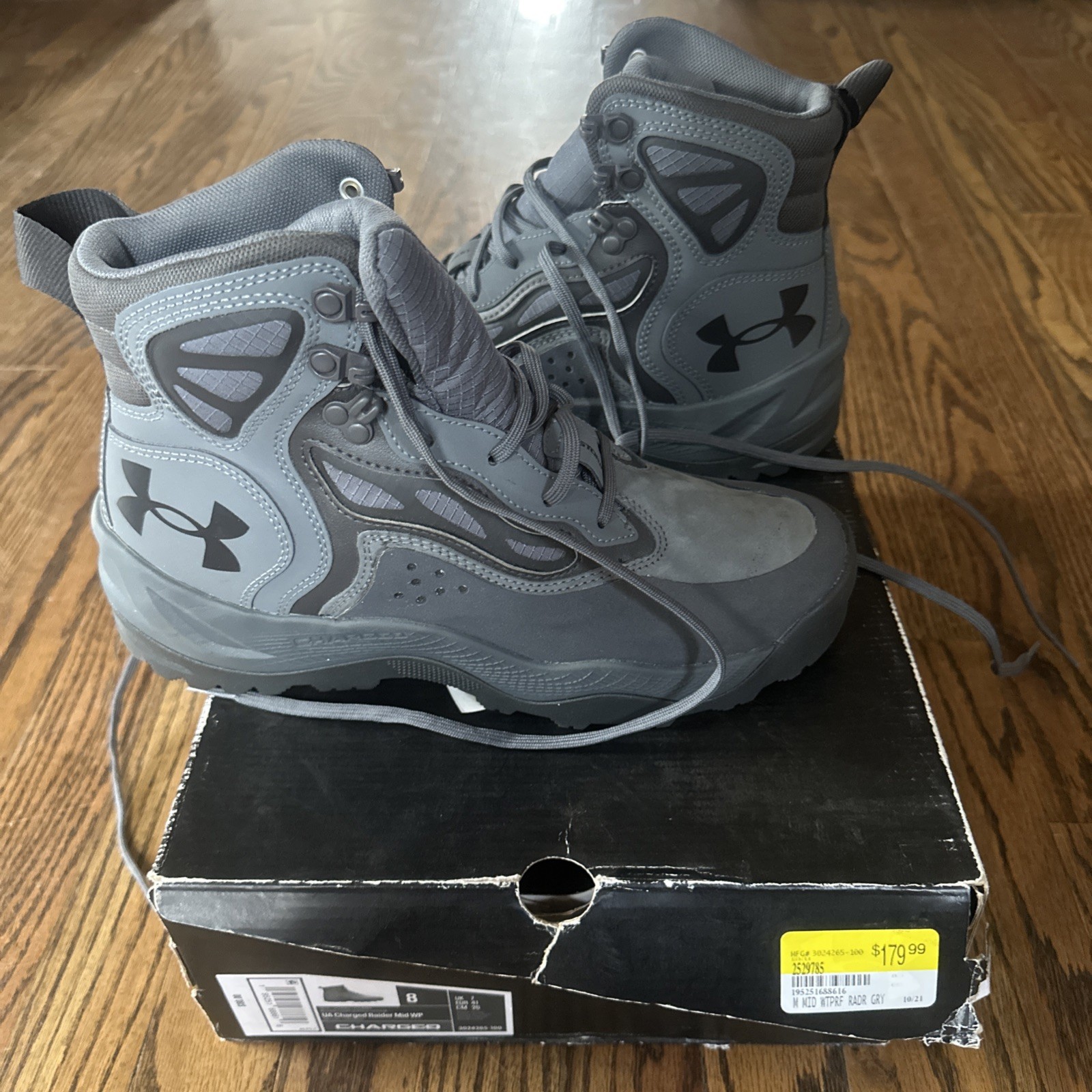 Under Armour 3024265 Charged Raider Mid Waterproof Boots, Pitch Gray, Size 8