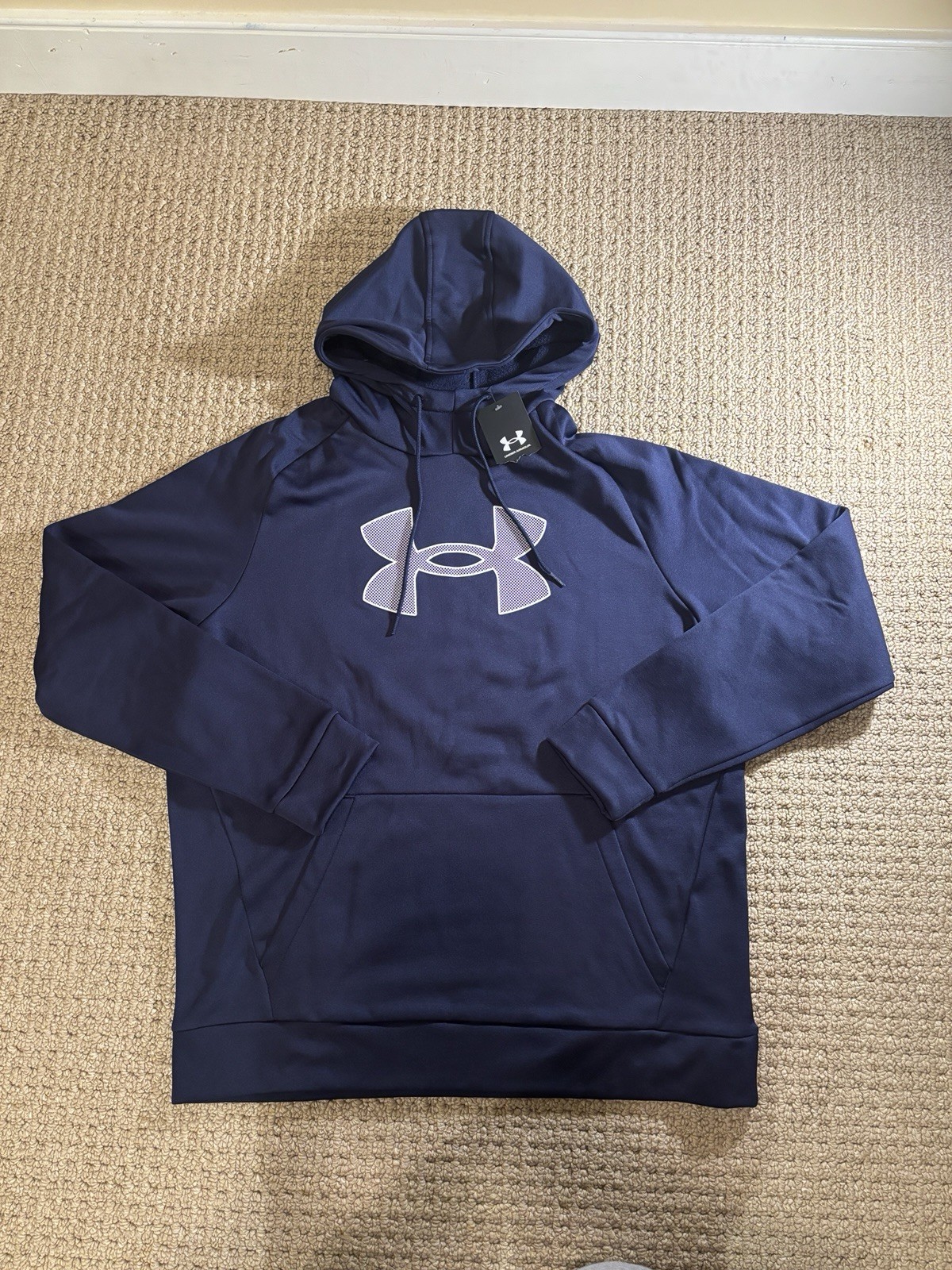 Under Armour Men’s Armour Fleece Big Logo Hoodie Navy Blue Large NWT