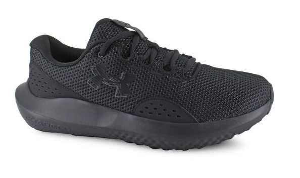 Mens Under Armour Charged Surge 4 Running Shoe Black/Anthracite Breathable Mesh