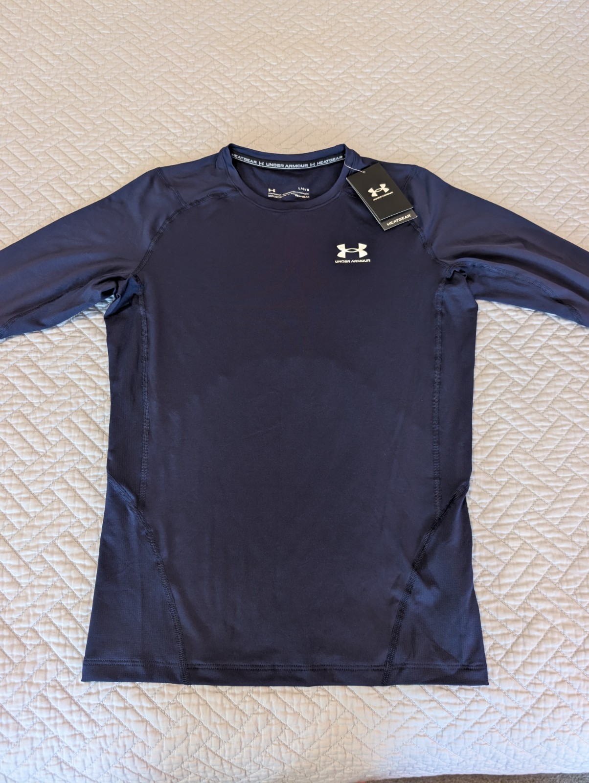NWT Under Armour Compression Long Sleeved Men’s Size L Navy HeatGear (0246)